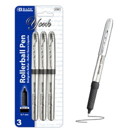 BAZIC Products York Rollerball Pen 0.7mm Black Color, Regulator Flowing Liquid Ink Pens, Rolling Ball Pens Smooth Writing for Office (3/Pack), 24-Packs
