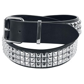 Black Premium by EMP Unisex Black Triple Row Rivet Belt, black