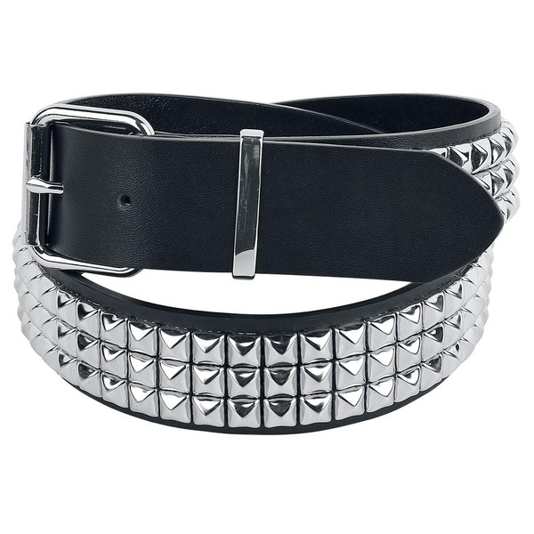 Black Premium by EMP Unisex Black Triple Row Rivet Belt,