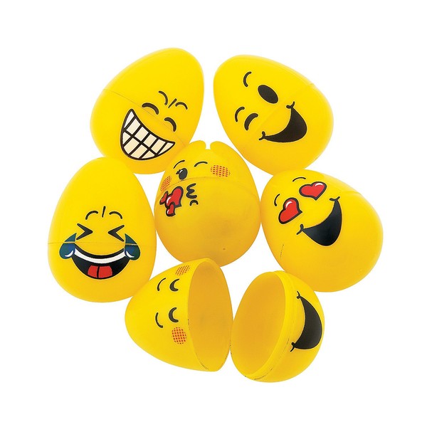 Fun Express - Emoji Easter Eggs for Easter - Party Supplies - Containers & Boxes - Plastic Containers - Easter - 48 Pieces