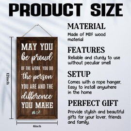 Inspirational Office Wood Sign, Office Wall Decorations, May You be Proud of the Work You Do Wooden Sign, Motivational Décor for Home Office, Cheer Up Gifts for Friend Coworker Employee, 11.8*5.9 in