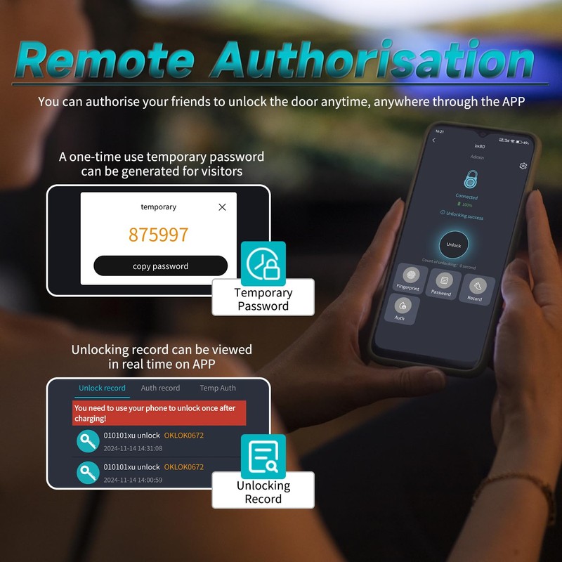 SFW NEW Smart Lock Box, Fingerprint Key Box Bluetooth Key