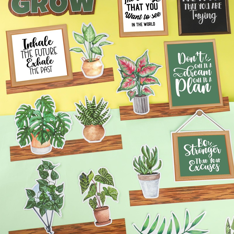 45 PCS Greenery Plant Motivational Bulletin Board Set Great Minds