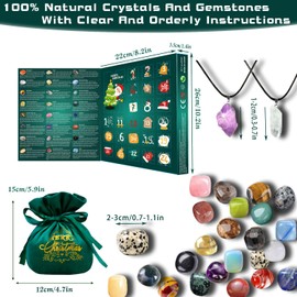 Weeupolfun Advent Calendar 2024-24 Days of Crystals Christmas Countdown Calendar Gemstones, Natural Mineral & Rock Stone Collection with Necklaces and Xmas Bags Scientific Gift for Girls Boys