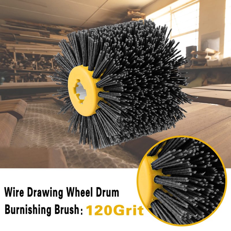 Shineboc Abrasive Nylon Wire Drawing Wheel Drum Brushes, 120 Grit