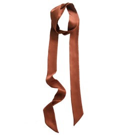 GUZOSJO Solid Color Long Neckerchief Pure Skinny Scarf Necktie Handbag Wrap Handle Satin Belt (Burnt Orange)