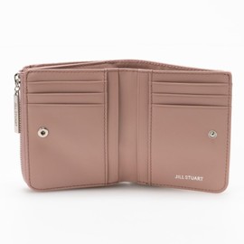 JILL STUART JSLW4AS2 Folding Wallet, Breeze, Pigskin Leather, Lurex Film Processing, Bifold L-Shaped Zipper, Slim Wallet, Thin, Compact, Includes Original Charm, Stylish, Adult Cute, Pink, One size