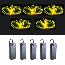MaxLax EL Wire 5 Pack, 9ft Neon Light Wire Noise Reduction with Battery Pack (9ft-Yellow)
