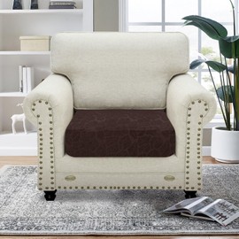 MAXIJIN Stretch Sofa Seat Cushion Cover Jacquard Sofa Seat Cover Non-Slip Couch Seat Slipcover Protector Replacement for Individual Cushion with Elastic Bottom (Coffee, 1 Seater)