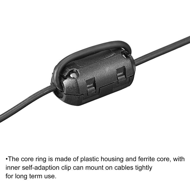 Rebower Clip-on Ferrite Ring Core- 7mm / Black / 10pcs