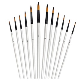 HQdeal 12 Pcs Paint Brushes Set Professional Artist Paint Brushes Round Pointed Tip Nylon Hair Brushes White Wooden Handle Acrylic Paint Brushes for Acrylic, Watercolor, Oil, Face, Nail Art
