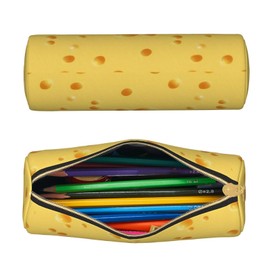 Funny Food Cheese Pattern Pencil Case Student Stationery Pouch Bag Office Storage Organizer Coin Pouch Cosmetic Bag Holder for School College Idea Gift for Back to School Season