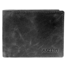 Akzent 3000258 Men's Wallet Genuine Leather RFID Landscape Format 11.5 x 9 cm, charcoal, rfid wallet