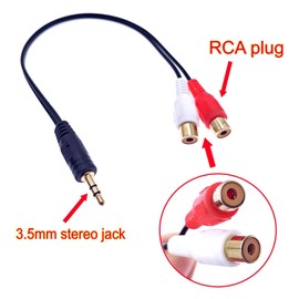 JZK 3.5 mm to 2 RCA Audio Cable, Phono RCA Female to 3.5 mm Stereo Jack Plug, Headphone Audio Cable Adapter
