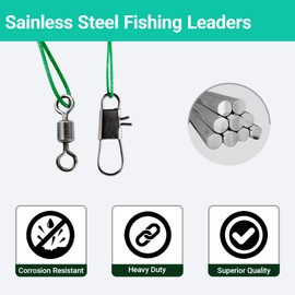 9Tong Rigs Lure Fishing Leader Strength Tackle Saltwater Wire Leaders Line Steel Stainless Fishing Leaders Heavy Black Nickel 60pcs