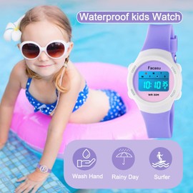 Facasu Kids Digital Watch for Girls Boys,Children's Waterproof Colorful Light UP Outdoor Sport Watch with Stopwatch Alarm-Kids Watch for Toddler Girls Boys