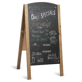 Ilyapa A-Frame Chalkboard Sidewalk Sign - 20 x 40 inches, Rounded Top Folding Standing Sandwich Sign – Sturdy Freestanding Barnwood Chalk Board Sandwich Menu Display for Restaurant, Business, Weddings