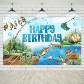 Avezano Gone - Bandera de pesca para niños, para fiestas de cumpleaños, para niños, fiestas, fiestas, 70 x 43 pulgadas