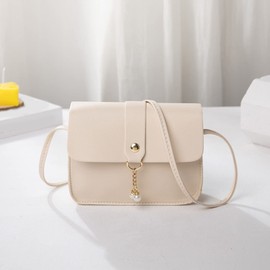 QUINTRA Women's Shoulder Bag, Fashion Pearl Pendant, Soft Leather Buckle, Lightweight and Versatile Shoulder Bag Gift Bags, White, One Size