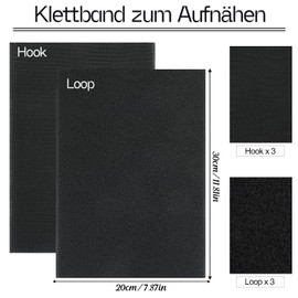 Velcro Tape for Sewing, Velcro Tape for Sewing, Velcro Tape Wide, Velcro for Sewing, Velcro Strips for Textiles, Clothing, Shoes (Pack of 3, 20 x 30 cm)