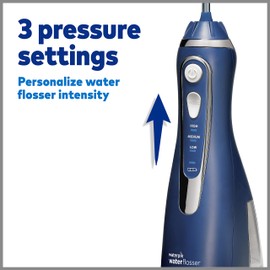 Waterpik Cordless Advanced Water Flosser with 3 Pressure Settings, Dental Plaque Removal Tool Ideal for Travel or Small Bathrooms with USB Charger, Blue (WP-583UK)