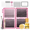 Flomitta Lash Clusters Kit 10-16mm Natural Cluster Eyelash Extensions Kit