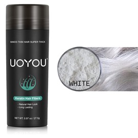 WHITE Hair Fibers for Thinning Hair 27.5g Bottle | Undetectable & Natural Keratin Hair Fibers Concealer for Hair Loss for Men and Women | Hair Building Fibres Powder [WHITE]