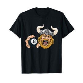 Viking Billiards Pool Ball Cartoon Character Man T-Shirt