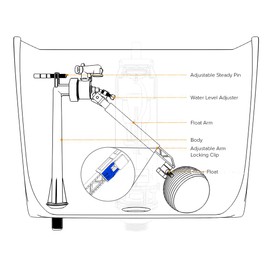 PlumbEZ Toilet Cistern Fill Valve Bottom Entry with Float - 1/2" Toilet Fill Valve with Adjustable Arm | Ballcock for Toilet Cistern with Ball Float