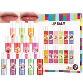 12Pcs Fruity Tinted Lip Balm Gift Set,Color Changing Lipstick,PH Tinted Natural Bulk Lips Balm Long Lasting Hydrating & Moisturizing Lip Care for Dry Cracked Lips,LipBalm for Stocking Stuffers
