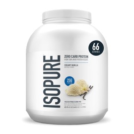 Isopure Zero Carb 100% Pure Whey Isolate Protein Powder, Lactose Free, Gluten Free, With Vitamins, Creamy Vanilla, 25g Protein Per Serving, 4.5 Lbs, 66 Servings (Packaging May Vary)
