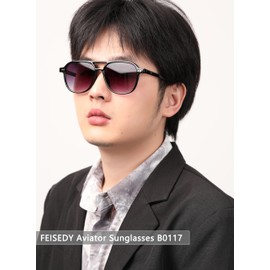 FEISEDY Vintage Square 70s Aviator Sunglasses Women Men Classic Trendy Acetate Frame UV400 Sun Glasses B0117