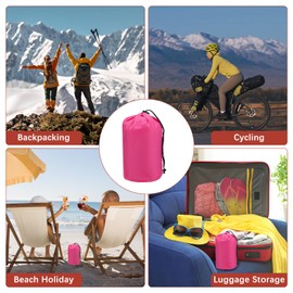 TIXIPEM Stuff Sack [1PCS] - Waterproof Outdoor Storage Sacks Use for Backpacking & Traveling & Hiking - [Rose Red-5 x 10 in/ 13 x 25 CM] Ultralight Drawstring Bags