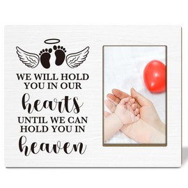 Memorial Picture Frame - We Will Hold You in Our Hearts, Gifts for Baby Parent Photo Frame, 4x6 Wood Picture Frame for Tabletop or Wall Display, Bereavement Gifts Loss Of Baby Sympathy Gifts/40