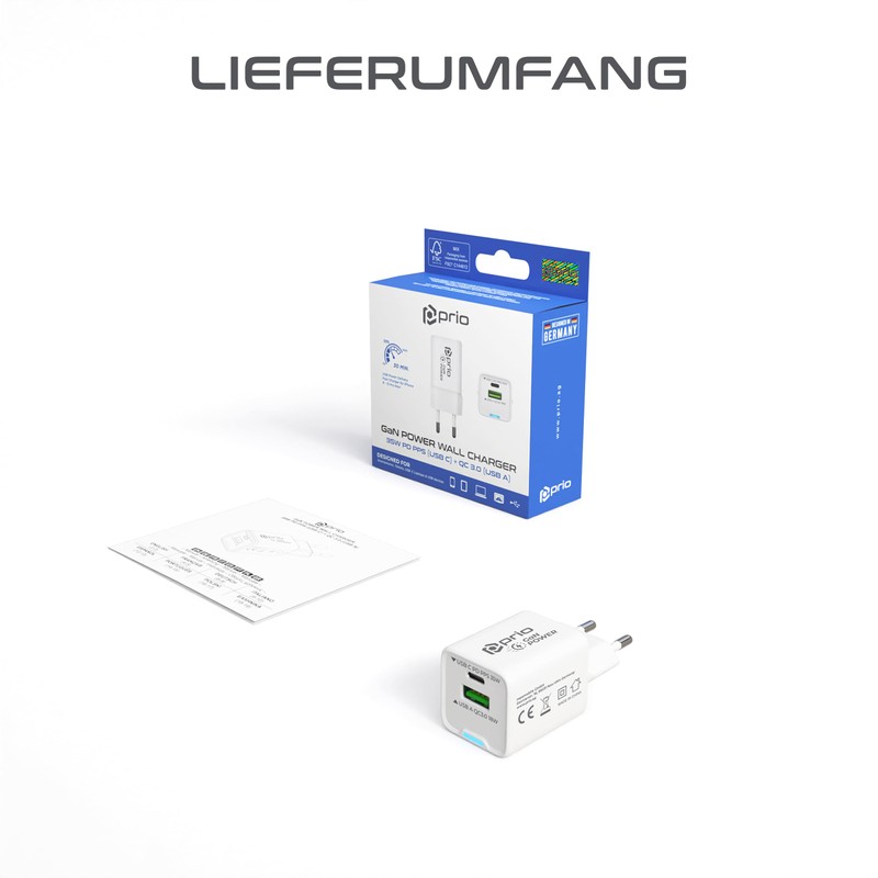 prio GaN Power Wall Charger 35 W PD PPS (USB