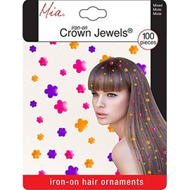 Mia Crown Jewels, Pretty, Hair Accessory Jewelry Ornaments, Neon Flowers, Pink, Orange, Purple, For Women, Girls, Dress Up, Updos 100 pcs