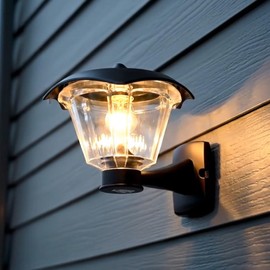 Gama Sonic Haven Lamp Outdoor Solar Light, Mounts on Pole, Pier, or Wall; Resin, Advanced Solar Panels 205B50033 (Black)