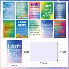 20 Pack Sobriety Greeting Card with Envelope 4 x 6 Inch Blank Assorted Recovery Encouragement Cards Sobriety Anniversary Cards Inspirational Hope Quotes for Men and Women(Light Style)