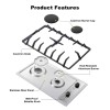 12 Inch Built-In Stainless Steel/Tempered Glass Gas Cooktop 2-Burner Propane