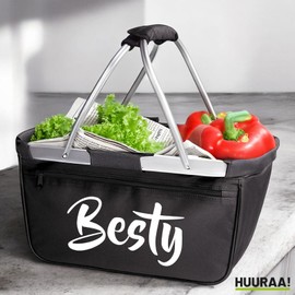 Huuraa Besty Bestie Gift Shopping Basket 20 Litres Black Besty Gift Idea