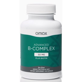 Omax3 Advanced Vitamin B Complex 50MG with Biotin | Strong & Shiny Hair, Skin Nails, Support Stress, Immunity, Energy Metabolism, 90 Capsules