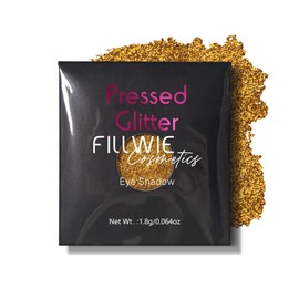 Fillwie Single Glitter Eyeshadow Tin Palette - Chunky High Pigmented Gold Sparkle eyeshadow, Waterproof Metallic Face Glitter, Vegan Cruelty-Free Beauty(Gold#4)