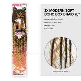 Mayde Beauty Crochet Braids 3X Modern Soft Boho Box Braid 26" (HTBROWN)