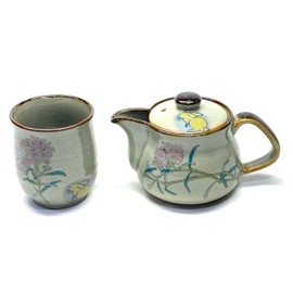 Hyakkaen - Kutani Teapot Set of 2 Small White Rabbit Nadeshiko Back Painting