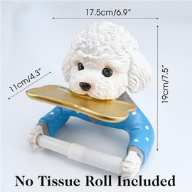 Cute Dog Toilet Paper Roll Holder, Novelty Cartoon Animal Shape Tissue Towel Tray Wall Mounted Rack, Funny Bathroom Storage Decor Dispenser Creative Thoughtful Gift 19 x 17.5 x 11cm (Blue)