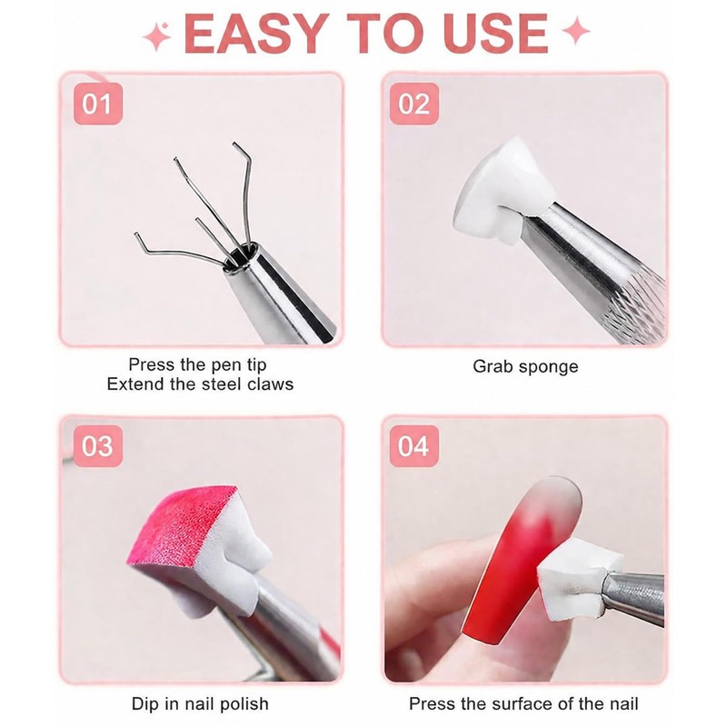 100 PCS Nail Sponges for Ombré,Nail Art Tools Sponge Brush,A