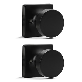 Probrico Dummy Door Knob Matte Black Finish, 2 Pack Standard Size Interior Door Handles Single Sided Dummy Door Handles, Flat Ball Knob for Closet