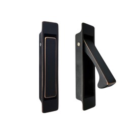 QCAA Forged Solid Brass Edge Pull, Sliding Pocket Door Pull Handle, Aged Bronze, 2 Pack, Made in Taiwan