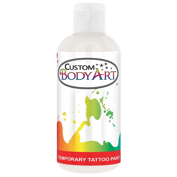 Custom Body Art 8-Ounce White Temporary Airbrush Tattoo Body Art Paint Alcohol Based