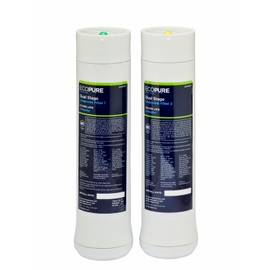 EcoPure ECODWF Dual Stage Water Filter Replacement Set – Fits ECOP20 Under Sink System – NSF-Certified – Reduces Lead, Chlorine, Cysts & More – 6-Month Life – Easy, Mess-Free Changes